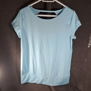 Adidas Climalite Light Blue Polyester Spandex Athletic Top Keyhole Back NWT M